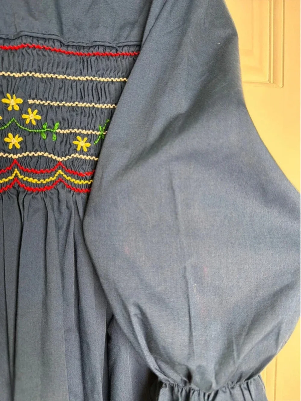 Polly Flinders Navy Smocked Vintage Dress 7